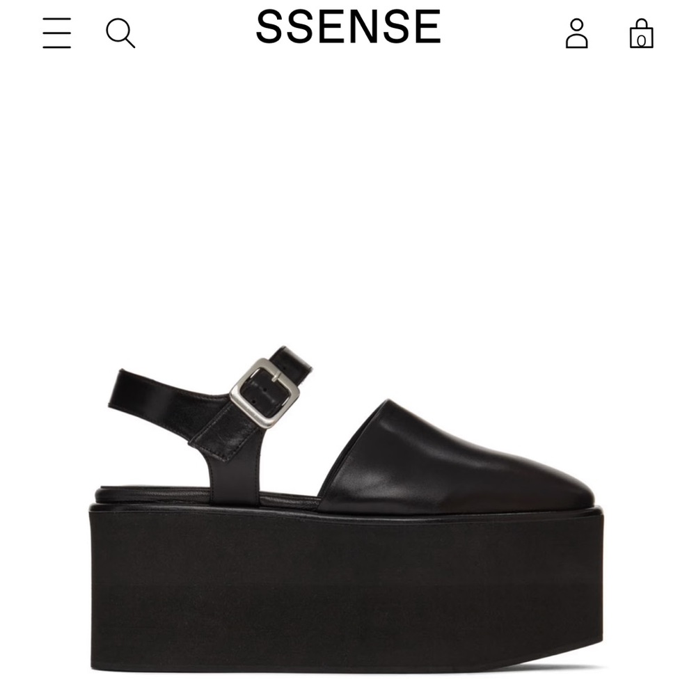 Molly Goddard Black Leather Platforms